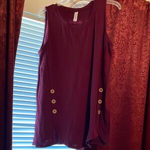 Zenana Premium Maroon Tank Top with Button Accents